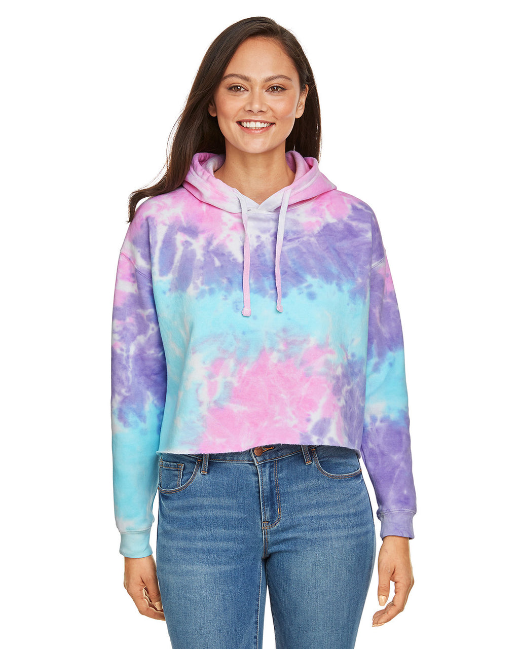 CD8333-Tie Dye Ladies' Cropped Hooded Sweatshirt